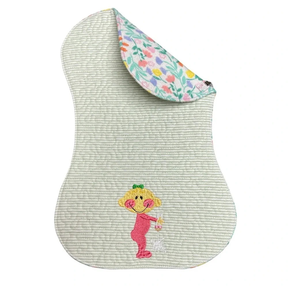 Hand Crafted Flannel Burp Cloth Contoured Padded Fabric Quilted Reversible